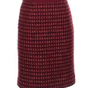 Tory Burch Burgundy Tweed Schoolmarm librarian Pencil classy Skirt size 0